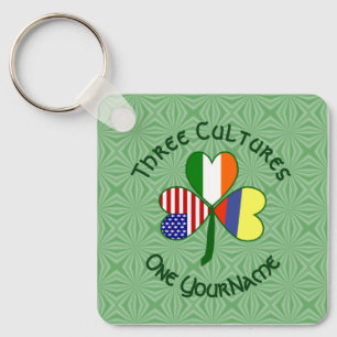 Colombian Irish American Flags Shamrock Your Name Key Ring