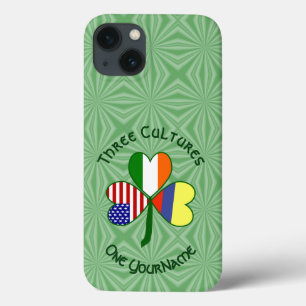 Colombian Irish USA Flags Shamrock Personalised iPhone 13 Case