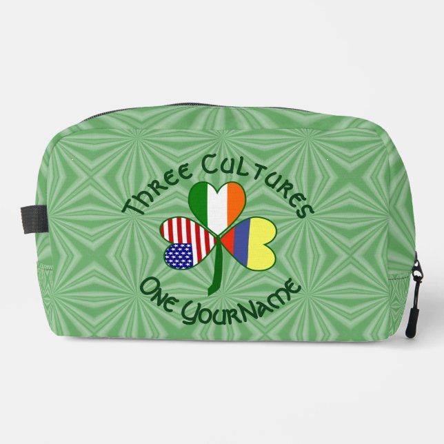 Colombian Irish USA Flags Shamrock Personalised  Dopp Kit (Front)