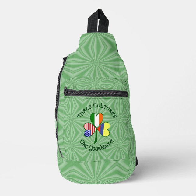 Colombian Irish USA Flags Shamrock Personalised  Sling Bag (Front)