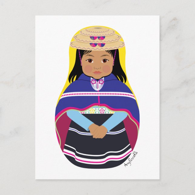 Colombian, Misak or Guambiana Matryoshka Postcard (Front)