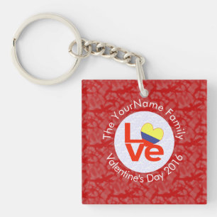 Colombian Red LOVE Flag Personalised Key Ring