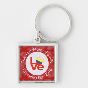 Colombian Red LOVE Flag Personalised Key Ring