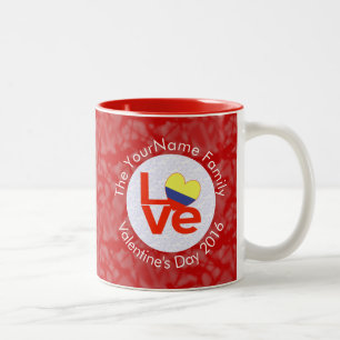 Colombian Red LOVE Flag Personalised  Two-Tone Coffee Mug