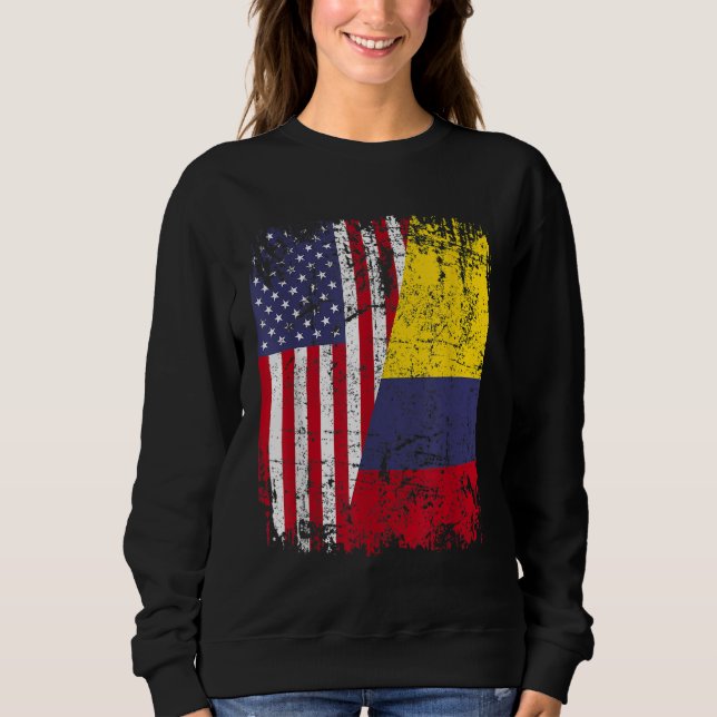 COLOMBIAN ROOTS Half American Flag COLOMBIA Sweatshirt (Front)