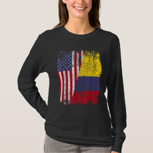 COLOMBIAN ROOTS Half American Flag COLOMBIA T-Shirt