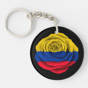 Colombian Rose Flag on Black Key Ring