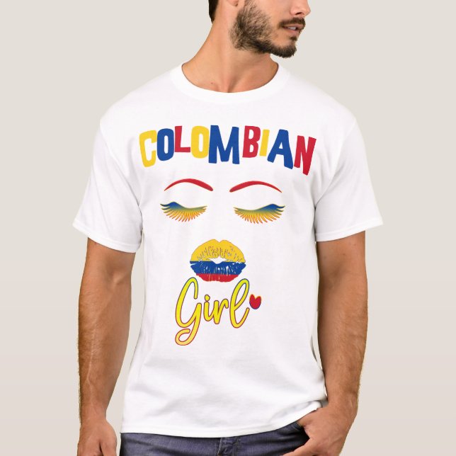 Colombian woman Proud to be from Colombia T-Shirt (Front)