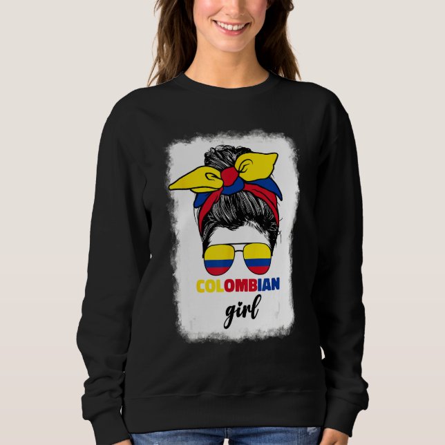 Colombiana Colombia Flag Cute Colombian Girl For W Sweatshirt (Front)