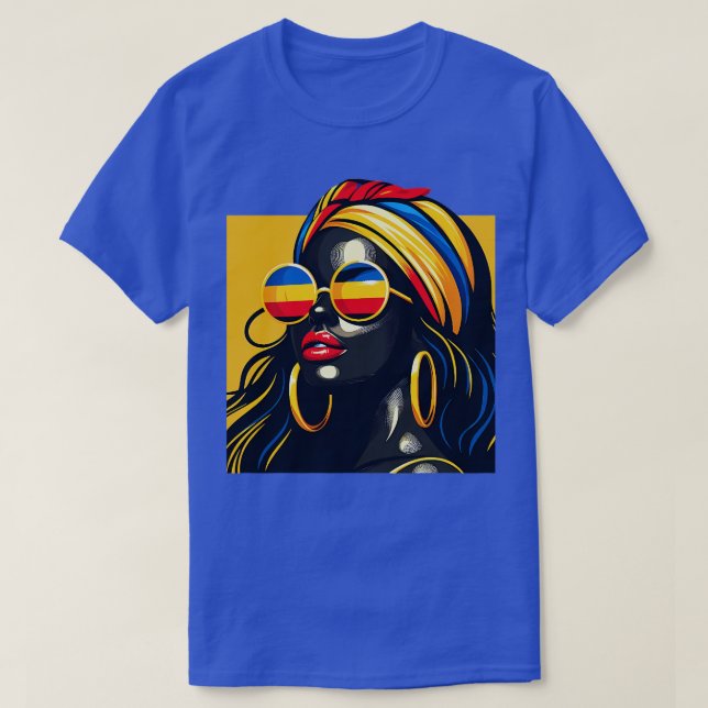 Colombianas Souvenirs Woman Flag Roots Colombia T-Shirt (Design Front)