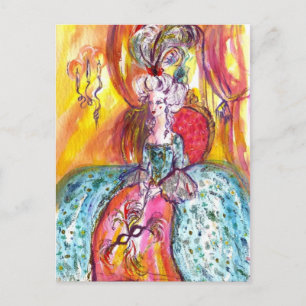 COLOMBINA LADY WITH MASK VENETIAN MASQUERADE POSTCARD