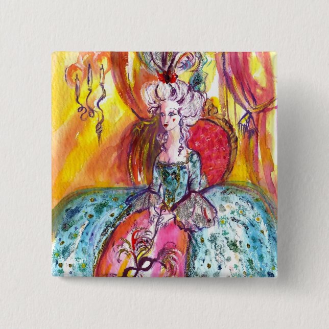 COLOMBINA / VENETIAN MASQUERADE MASKS 15 CM SQUARE BADGE (Front)