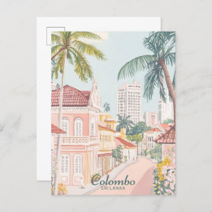 Colombo Sri Lanka Gouache Illustration Travel Postcard