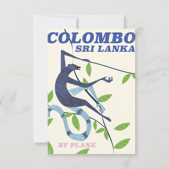 Colombo Sri Lanka vintage style travel poster Invitation (Back)