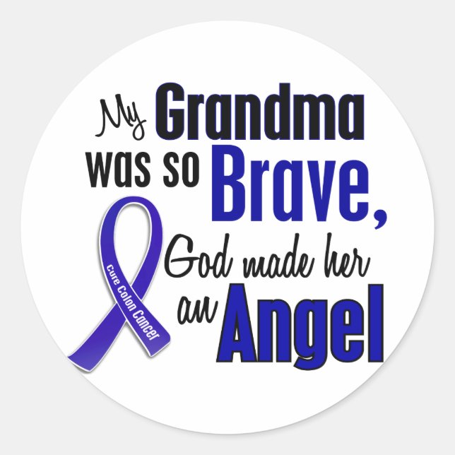 Colon Cancer ANGEL 1 Grandma Classic Round Sticker (Front)