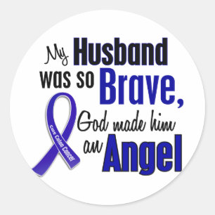 Colon Cancer ANGEL 1 Husband Classic Round Sticker
