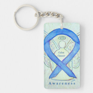 Colon Cancer Angel Awareness Ribbon Keychain