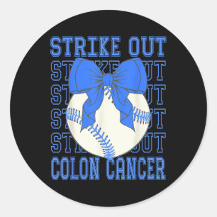 Colon Cancer Awareness Blue Coquette Baseball Stri Classic Round Sticker