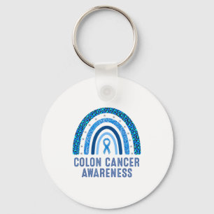 Colon Cancer Awareness Blue Ribbon Design Key Ring