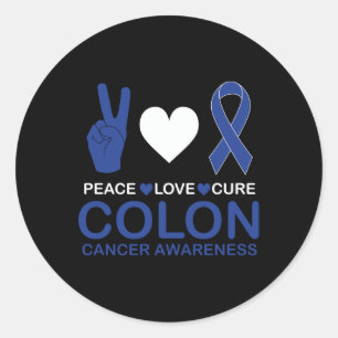 Colon Cancer Awareness Blue Ribbon Long Sleeve Classic Round Sticker