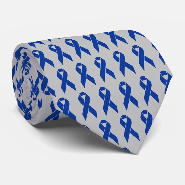 Colon Cancer Awareness Blue Ribbon Tie (Rolled)