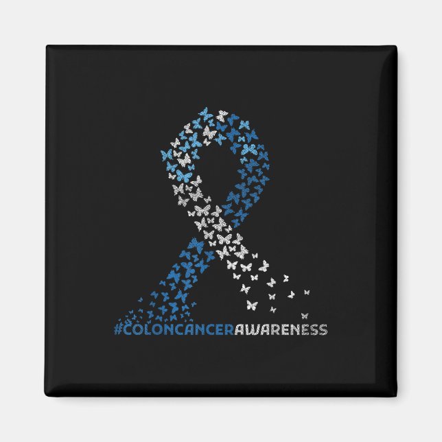 Colon Cancer Awareness Colonoscopy Blue Ribbon Magnet (Front)