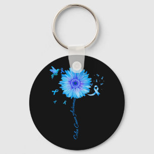 Colon Cancer Awareness Colourectal Blue Ribbon Key Ring