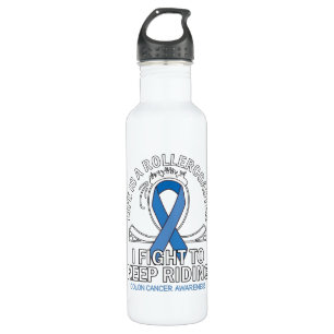 Colon cancer awareness dark blue ribbon 710 ml water bottle