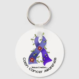 Colon Cancer Awareness FLOWER RIBBON 1 Key Ring