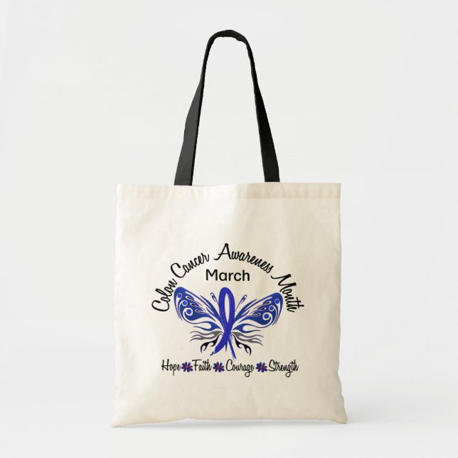 Colon Cancer Awareness Month Butterfly 3.2 Tote Bag (Front)