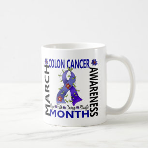 Colon Cancer Awareness Month Flower Ribbon 4 Coffee Mug