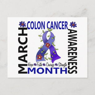 Colon Cancer Awareness Month Flower Ribbon 4 Postcard