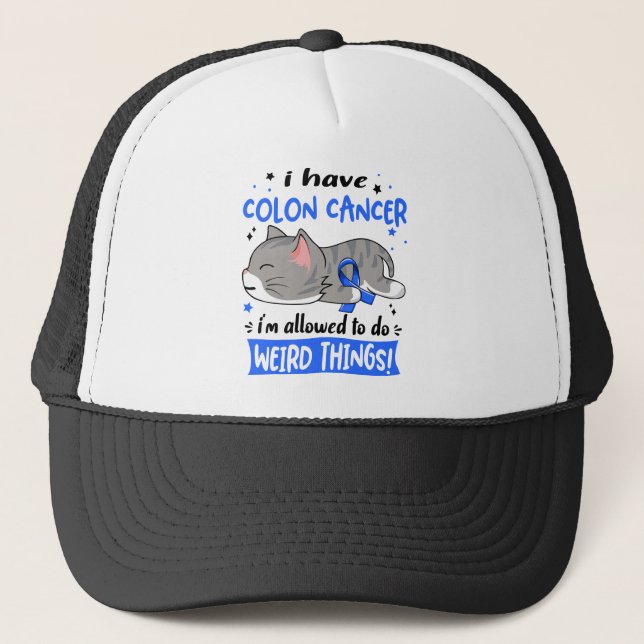 Colon Cancer Awareness Month Ribbon Gifts Trucker Hat (Front)