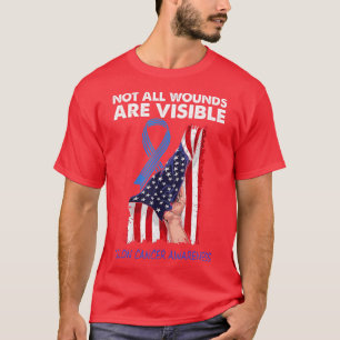 Colon Cancer Awareness Ribbon American flag T-Shirt