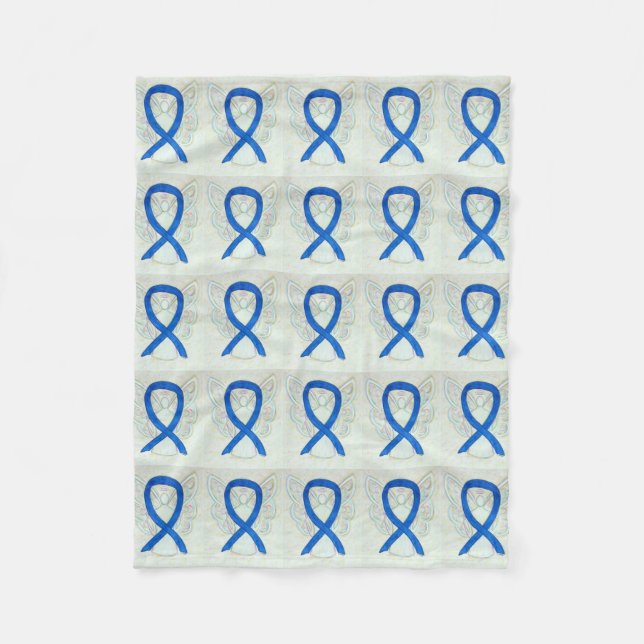 Colon Cancer Awareness Ribbon Soft Fleece Blankets (Front)