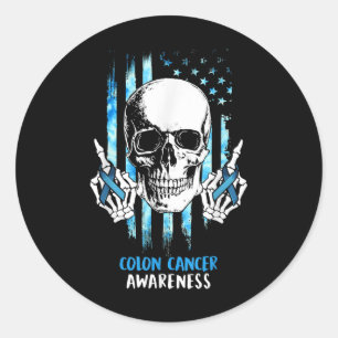 Colon Cancer Awareness Skull Costume Gifts Classic Round Sticker
