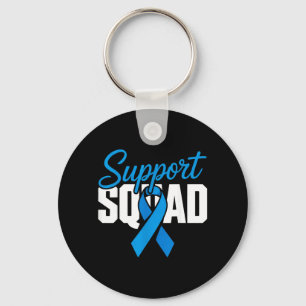 Colon Cancer Awareness Support Squad Blue Ribbon Key Ring