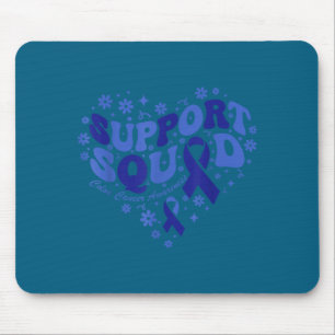 Colon cancer awareness support squad ribbon heart mouse pad