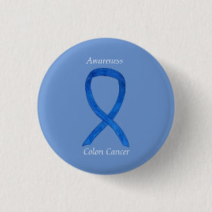 Colon Cancer Blue Awareness Ribbon Custom Art Pin