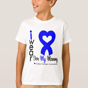Colon Cancer Blue Heart Ribbon For My Mummy T-Shirt