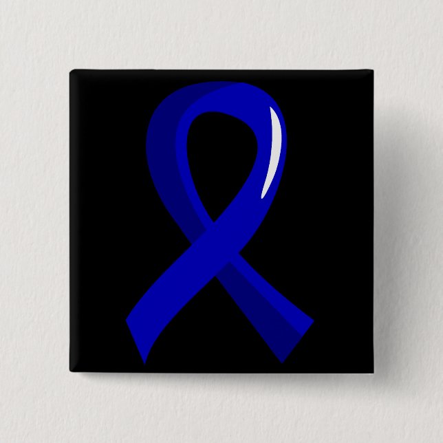Colon Cancer Blue Ribbon 3 15 Cm Square Badge (Front)