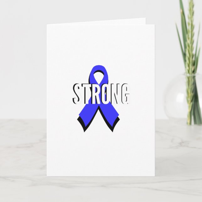 Colon Cancer Blue Ribbon Strong Card (Front)