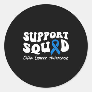 Colon cancer blue ribbon support squad colon classic round sticker