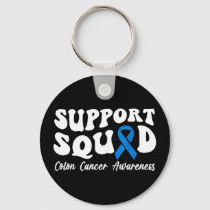 Colon cancer blue ribbon support squad colon key ring