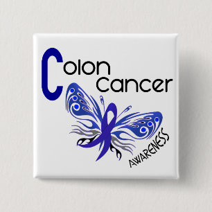 Colon Cancer BUTTERFLY 3 15 Cm Square Badge