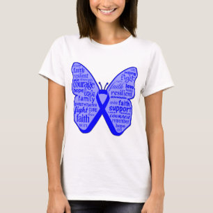 Colon Cancer Butterfly Collage of Words T-Shirt