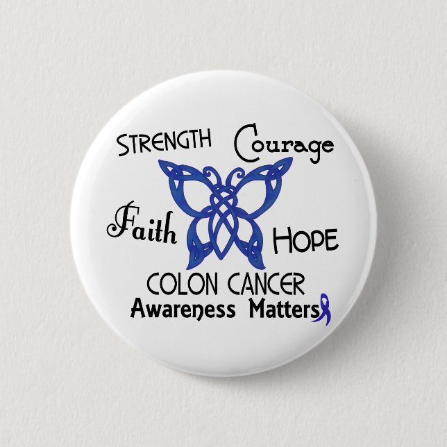 Colon Cancer Celtic Butterfly 3 6 Cm Round Badge (Front)