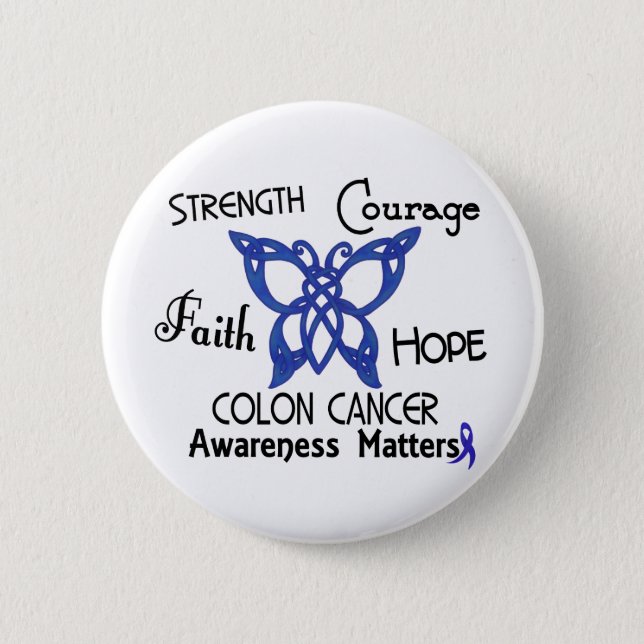 Colon Cancer Celtic Butterfly 3 6 Cm Round Badge (Front)