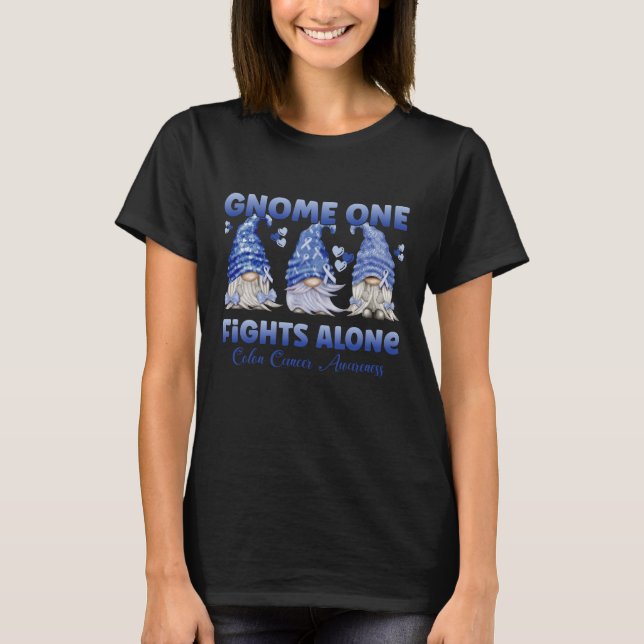 Colon Cancer Colourectal Cancer Dark Blue Ribbon T-Shirt (Front)