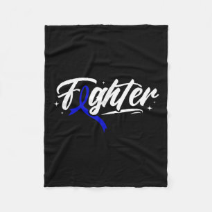 Colon Cancer Fighter Blue Ribbon Awareness Month Fleece Blanket